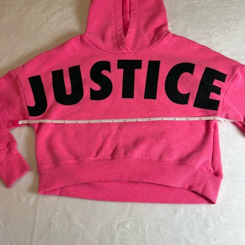 Justice Vibrant Pink Fleece Cropped Hoodie Size XS(5/6)
